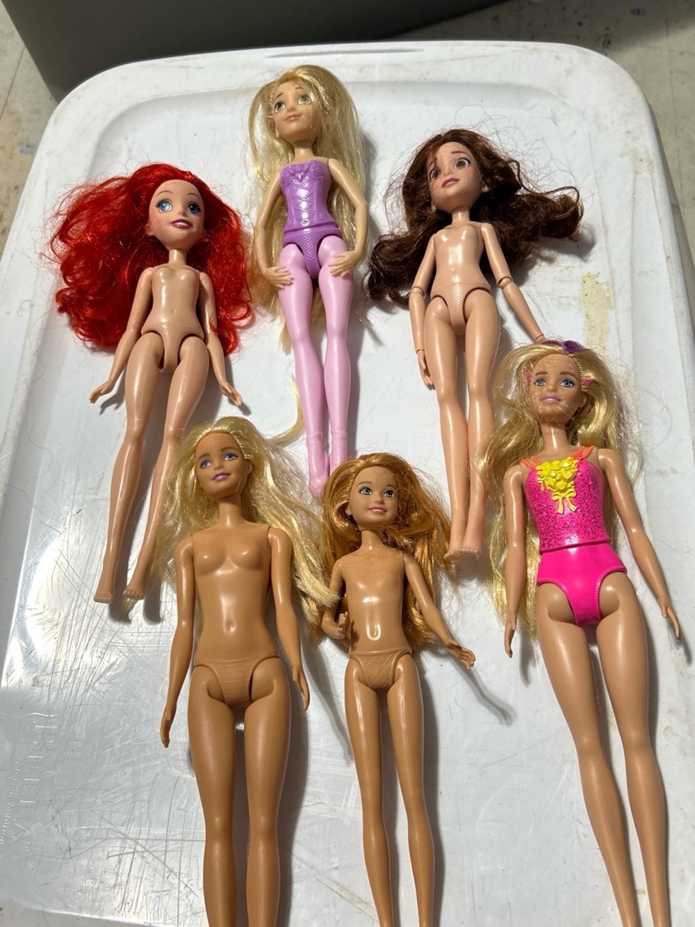Mattel Dolls Lot with Red, Blonde, Brunette & Pink
